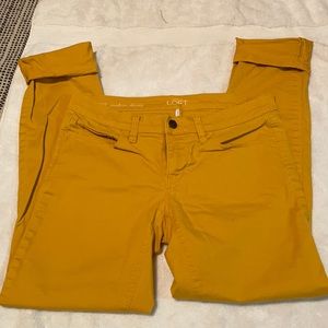 Anne Taylor mustard green skinny legs